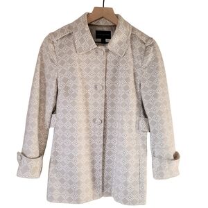 Womens Hip Length Trench Coat Diamond Pattern Banana Republic Size M